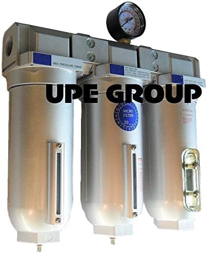 HEAVY DUTY INDUSTRIAL 3 STAGE COMPRESSED AIR CLEANER MOISTURE TRAP, COALESCING FILTER, DESICCANT DRYER (1" MANUAL DRAIN)