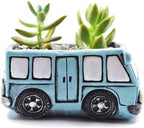 Green Bus Succulent Planter Pots, Small Plants Pot with Drainage Hole, Flower Pots Plant Containers for Home Indoor Outdoor Garden Decoration Pot