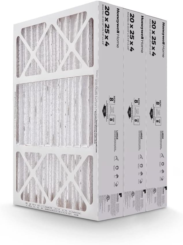 Honeywell Home RTH9600WF Smart Color Thermostat + Honeywell Home 20x25x4 MERV 8, AC Furnace Air Filter, 3 Pack