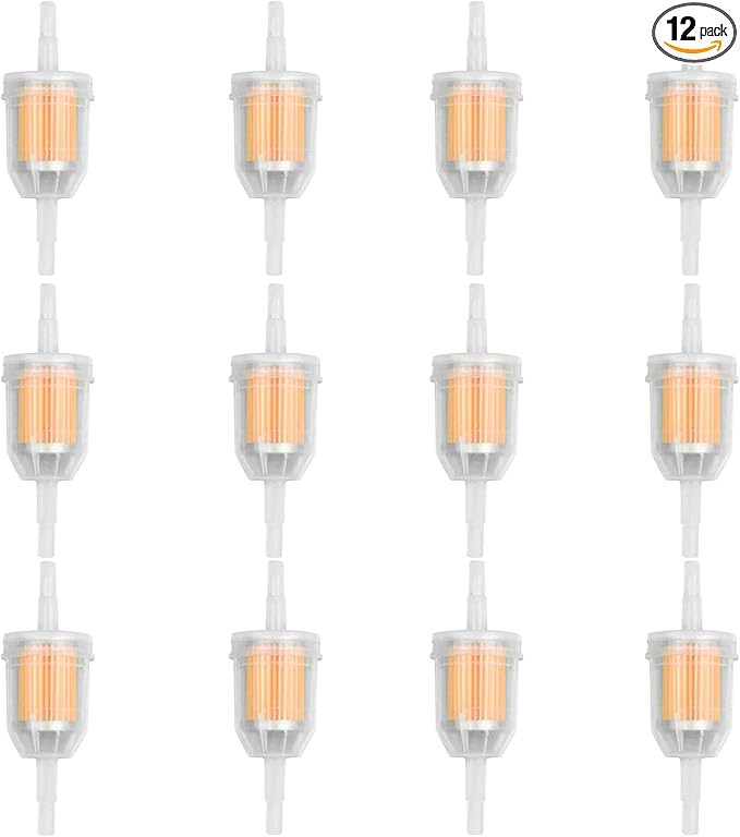 SOFO 12 Pack Inline Fuel Filters 1/4 Inch x 5/16 Inch with Magnet for Small Engines Fit for Briggs and Stratton John Deere Kawasaki Kohler Lawn Mowers Motorcycles