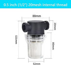 Budget Plastic Water Filter 1/2-1 - Lightweight Pre-Strainer for Fish Tanks, Garden Hose & Outdoor Plumbing(0.5 Inch 20 Mesh in)