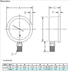 2-1/2" Oil Filled Vacuum Pressure Gauge - Stainless Steel Case, Brass, 1/4" NPT, Lower Mount Connection, 30HG/100PSI