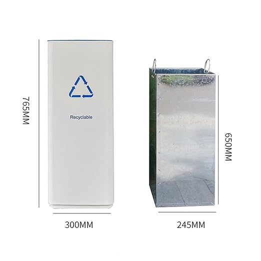 GLigeT Outdoor Trash can White Combined Trash Can Large-Capacity Square Sorting Trash Can Outdoor Direct Throw Trash Can Without Cover, Anti-Fingerprint Technology 48L Trash Can (Size : G)