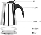ZJchao Eagle Beak Design Moka Pot Portable Stainless Steel Coffee Maker Pot Pressure Extraction for Rich Flavor Suitable for All Stoves (01)