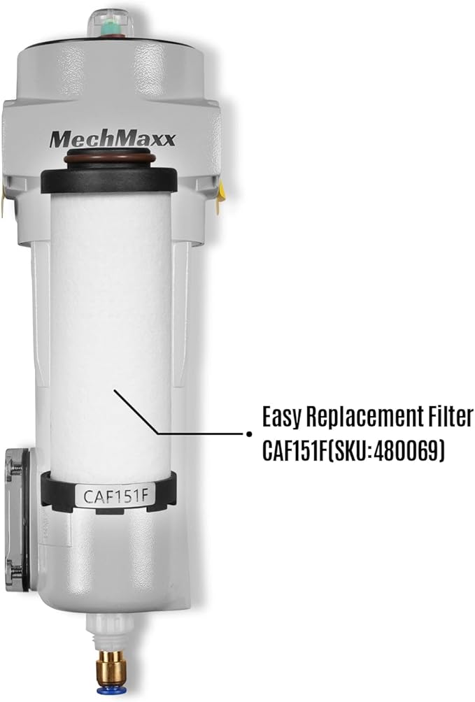 63 CFM Compressed Air Oil-Water Separator Precision Filter,0.01μm,Oil Content 0.01ppm, With Auto Drain, Pressure Indicator,Recommended for use with M15AC230,Model CAF151