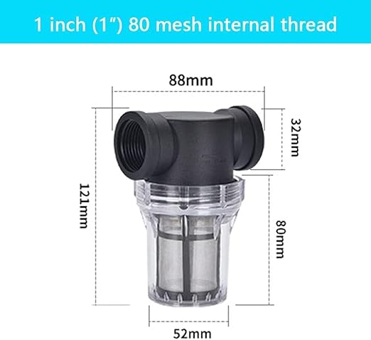 Budget Plastic Water Filter 1/2-1 - Lightweight Pre-Strainer for Fish Tanks, Garden Hose & Outdoor Plumbing(1 Inch 80 Mesh in)