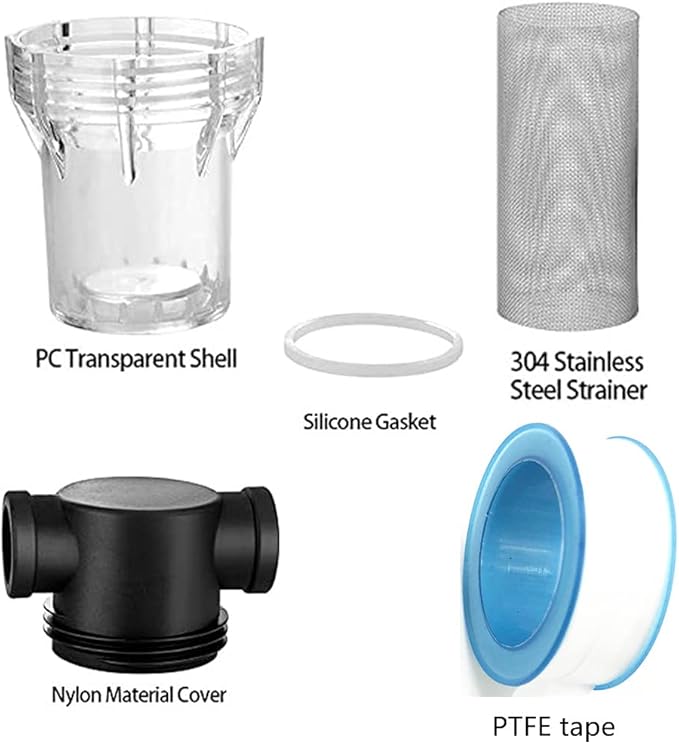 Sediment Filter Pressure Washer Filter - Stainless Steel 40Mesh Screen for Outdoor Gardening - 3/4 Inch Female Thread Connector