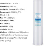 Geekpure Whole House PP Sediment and Carbon Block Replacement Filters -4.5 x 20 Inch -5 Micron-Pack of 4