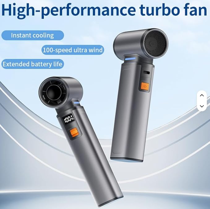joic 130,000 RPM Powerful 100 Speed Portable Fan, High Speed Turbo Air Blower/Cleaner, 8000mAh Battery Handheld USB C Rechargeable, For Heat Beach Camping BBQ Cooling Hiking Gift For Men Women Kids