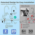 iSpring RCC1UP-AK-BLK, 7-Stage Alkaline UV Reverse Osmosis Water Filter with Booster Pump, Sleek Black RO Faucet TDS PFAS Microplastic Removal, Patented Top-Mounted Faucet Design for Easy Installation
