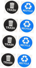8pcs Trash Can Stickers for Waste Sorting Garbage Classification Decals Black and Blue for Easy Recycling and Sustainable Habits