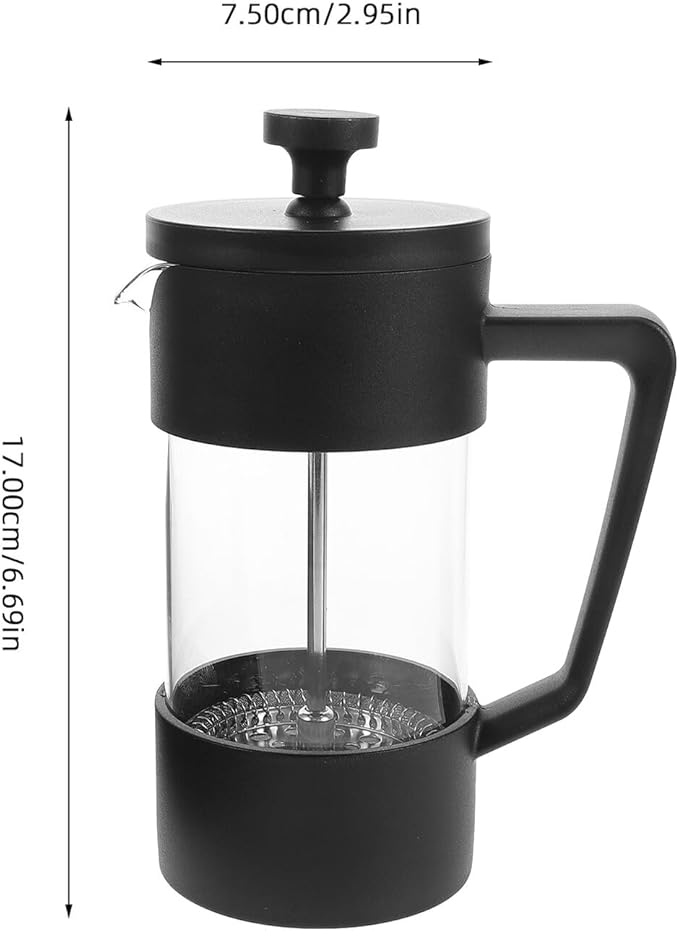 Zerodeko Portable Coffee Maker 350ml Borosilicate Glass Espresso Press with Filter for Cold Brew and Camping Use