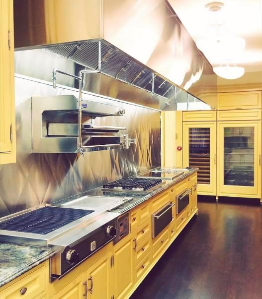 Commercial Kitchen Restaurant Duty Exhaust Hood, Wall Canopy Stainless Steel Exhaust Hood with Baffle Hood Filters, High Temperature Light Fixtures, and 16” Round Exhaust Riser (12" Long Hood)