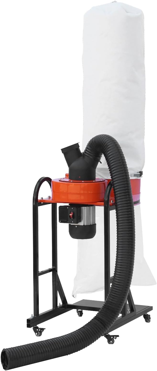VEVOR 1.5 HP Dust Collector, 716 CFM, Portable Vortex Dust Collector, with 47 Gallon Collection Bag and Mobile Base, 120V, 3400 RPM, 5μm Canister Filter Kit, for Woodworking Dust Collection System
