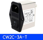 IEC Power Filter, Inlet Power Socket, IEC Socket Power Filter with Built-in Fuse and Rocker Switch, Noise Suppression, Compatible with CW2C-3A-T/CW2B-6A-T/CW2B-10A-T (CW2C-10A-T)
