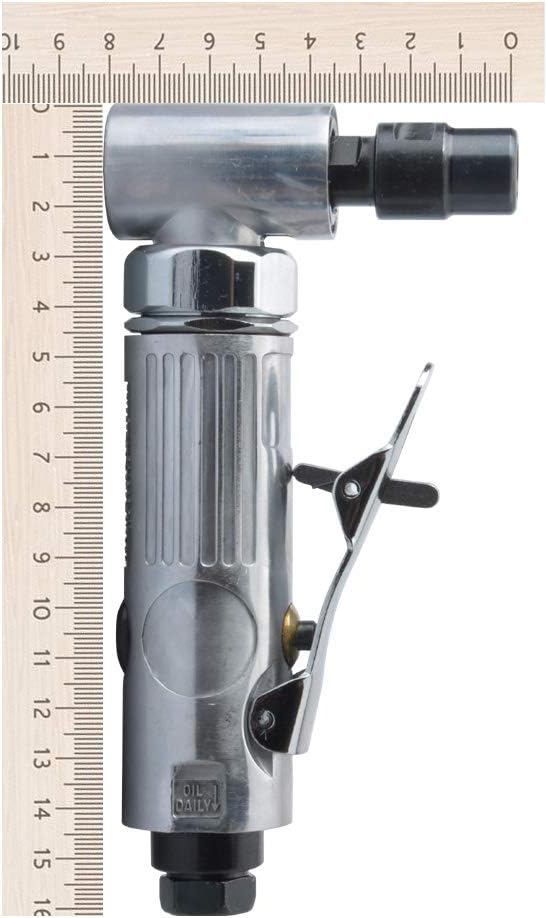 1/4-Inch 90° Angle Air Die Grinder, Mini Pneumatic Angle Die Grinder, Compact Air-Powered Grinder for Grinding, Polishing, Porting, and Deburring - Polished Finish