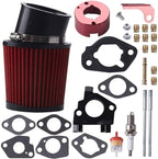 Air Filter Adapter Jet Kit for Predator 301cc 420cc 11hp 13hp 15hp GX340 GX390 389cc Stage 1 Mini Bike Parts Go Kart Golf Cart Lawnmower Water Pump Pressure Washer Generator OHV Engine (Red)