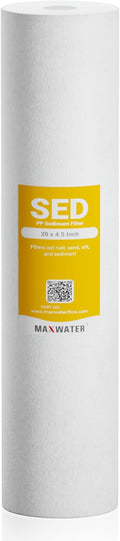 Max Water 10 Micron 20 x 4.5 Sediment Filter 20 inch Whole House BB Water Filteration System Replacement Compatible Cartridge DGD-5005-20, FP25B, AP810-6, FPMB5-20, P5-20, 155358-43, SDC-45-2005