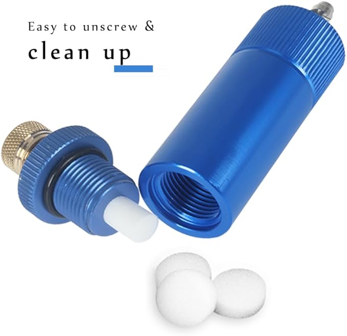 PCP Air Compressor Filter Dryer 4500Psi 30Mpa, High Pressure Pump Oil Water Seperator for PCP Rifle, Air Guns, SCUBA Cylinders Tank, with Quick Connector, Filtration Replacements (small blue)