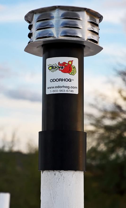 OdorHog Metal Cap Slip On Vent Stack Pipe Filter 1.5" Black ABS, Removes Outdoor and Sewer Odor Problems (1.5-inch)