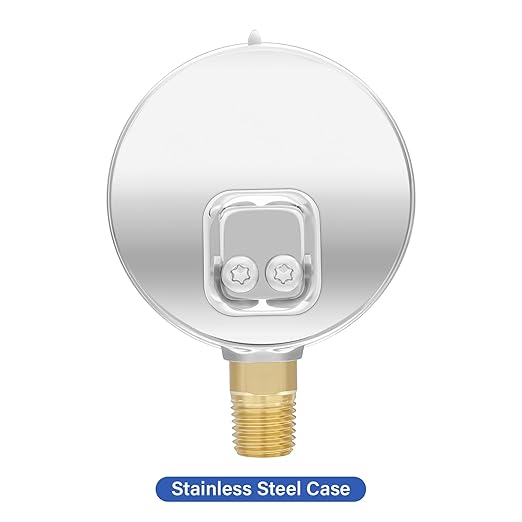 MEASUREMAN 2-1/2" Dial Size, Glycerin Filled Pressure Gauge, 0-1500psi/kpa, 304 Stainless Steel Case, 1/4" NPT Lower Mount
