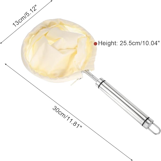 uxcell 1 Pcs Cloth Coffee Filter Bags, Coffee Sock Filter, Reusable Coffee Strainer with Stainless Steel Handle, Small, Yellow