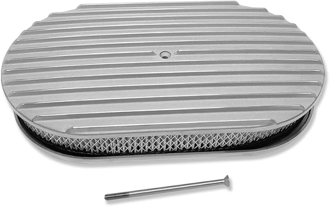 Tall Valve Covers For SBC 283 305 327 350 400 1958-1986 and 15" Oval Air Cleaner Full Finned Polished