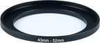 43mm to 52mm Step-Up Ring Filter Adapter for All Brands UV ND CPL Metal Ring Step-Up Rings Adapter Filter (43mm-52mm)