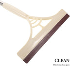 Angoily Multi-Functional Window Washer and Glass Squeegee with Khaki Handle, Wet and Dry Use Scrubber for Shower, Tile, and Floor Cleaning, Household Window Cleaning Tool