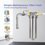 Amwater NSF/ANSI 42 Certification Stainless Steel Filter Housing for 10" Filter Cartridge, 3/4NPT Water Filter Housing, Drain Valve Style C (Square Head)