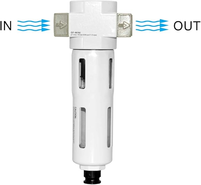 Beduan 1/4" Air in-line Compressed Particulate Filter,Moisture Water Trap Filter With Visible Bowl,Semi-Auto Drain(MINI)