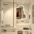 LTSRLL LED Vanity Mirror Cute Bear Decorative Mirror for Bathroom & Dressing Tabler Backlight Wall Mirror with 3 Color Dimmable Light Demister Pad Human Body Sensor Switch(Cut Right,60cmx75cm)