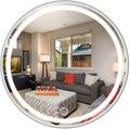 Round Waterproof LED Bathroom Wall Makeup Mirrors with White Light Sensor Touch Control and Demister Pad (Color : with Frame Size : 70cm) (Without Frame 60cm)