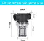 Budget Plastic Water Filter 1/2-1 - Lightweight Pre-Strainer for Fish Tanks, Garden Hose & Outdoor Plumbing(0.75 Inch 80 Mesh in)