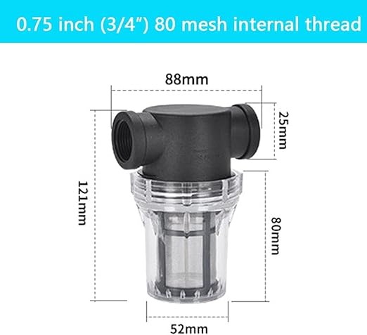 Budget Plastic Water Filter 1/2-1 - Lightweight Pre-Strainer for Fish Tanks, Garden Hose & Outdoor Plumbing(0.75 Inch 80 Mesh in)
