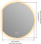 Bathroom Mirror, Dimmable LED Vanity Mirror Half Circle, Illuminated Mirror with Demister Pad, Large Wall Mirror with Touch Sensor (Size : 24x28''/60x70cm)