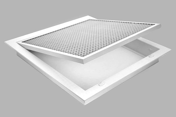 HVAC Premium 14'' x 32'' Cube Core Eggcrate Return Air Filter Grille for 1'' Filter - Aluminum - White [Outer Dimensions: 16.5'' x 34.5]