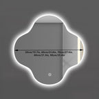 Irregular Bathroom Mirror with LED Light, Wall Mounted Mirror with Demister Pad, 3-Color Dimmable LED Light, for Wall, Living Room, Bedroom, Vanity, Entryway(90cm/35.4in)