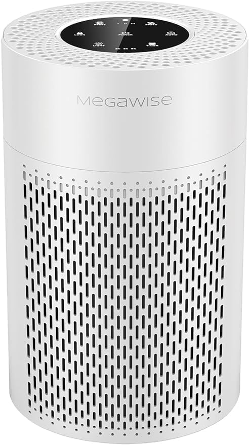 MEGAWISE Air Purifier for Home, Bedroom & Office, H13 True HEPA Filter, Smart Air Quality Sensor, Removes Dust, Smoke & Odors, Quiet Sleep Mode, Covers Up to 216 sq. ft.