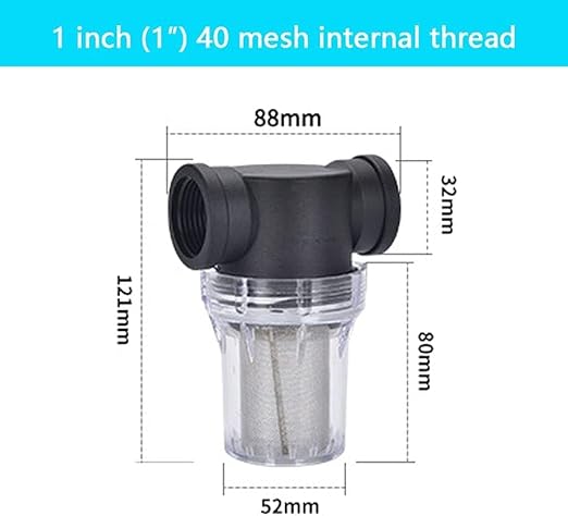 Budget Plastic Water Filter 1/2-1 - Lightweight Pre-Strainer for Fish Tanks, Garden Hose & Outdoor Plumbing(1 Inch 40 Mesh in)