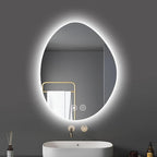 50x70cm LED Backlit Bathroom Mirror Wall-Mounted Smart Vanity Mirror with Demister Pad Energy-Efficient Three-Color Light Illuminated Bathroom Essential