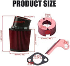 Air Filter Adapter Jet Kit for Predator 301cc 420cc 11hp 13hp 15hp GX340 GX390 389cc Stage 1 Mini Bike Parts Go Kart Golf Cart Lawnmower Water Pump Pressure Washer Generator OHV Engine (Red)