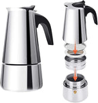 ZJchao Eagle Beak Design Moka Pot Portable Stainless Steel Coffee Maker Pot Pressure Extraction for Rich Flavor Suitable for All Stoves (03)