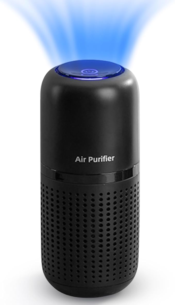 KEN BROWN Rechargeable Portable Air Purifier for Car, Office Bedroom Home, Quiet Air Cleaner for Dust, Smoke & Odors, USB-Powered, Compact for Desk & Bedroom