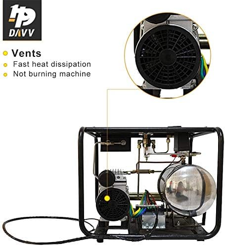 110V 1100W for Scuba Hookah Diving Air Compressor 115 PSI Electronic Pump with 1 x 50 Feet Hose & 1 x Respirator, Two Air Outlets
