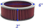 Round Washable Air Filter Cleaner Red Element Replacement Filter Flow Kit (6" X 2")