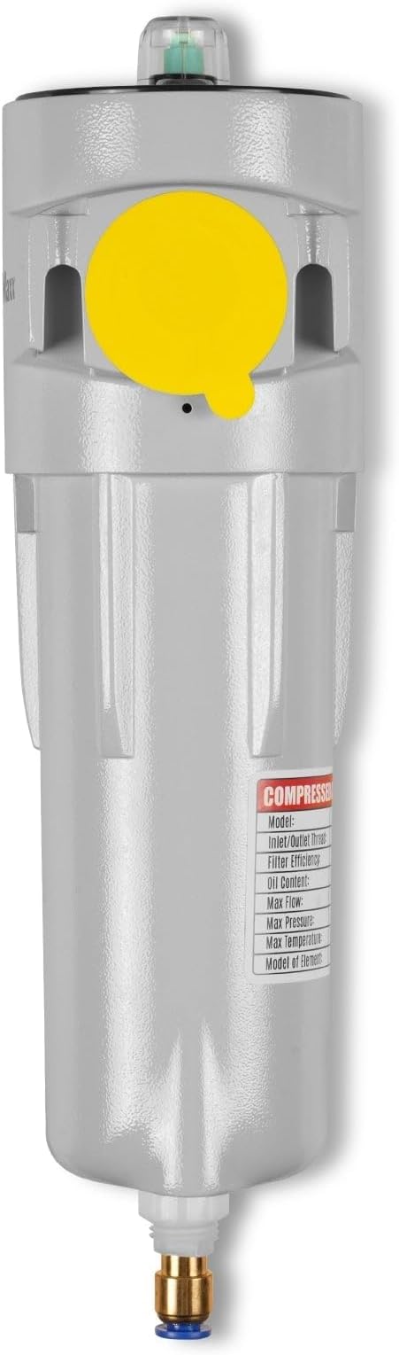 63 CFM Compressed Air Oil-Water Separator Precision Filter,0.01μm,Oil Content 0.001ppm, With Auto Drain, Pressure Indicator,Recommended for use with M15AC230,Model CAF153