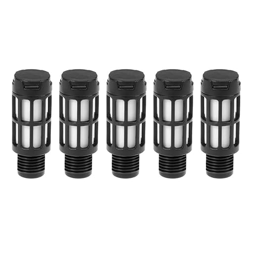 Quickun Plastic Exhaust Air Silencer, 1/4" Air Line Pneumatic Muffler Black Air Compressor Fitting (Pack of 5)