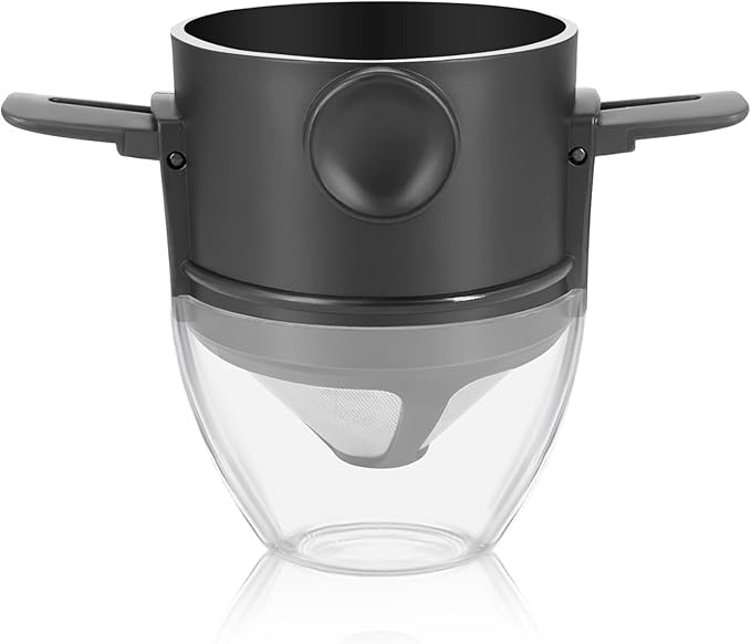Foldable Travels Coffee Dripper Double Filter Systems Rustproof Stainless Steel Effective Brews Device with Most Mugs Effective Double Layer Coffee Filter