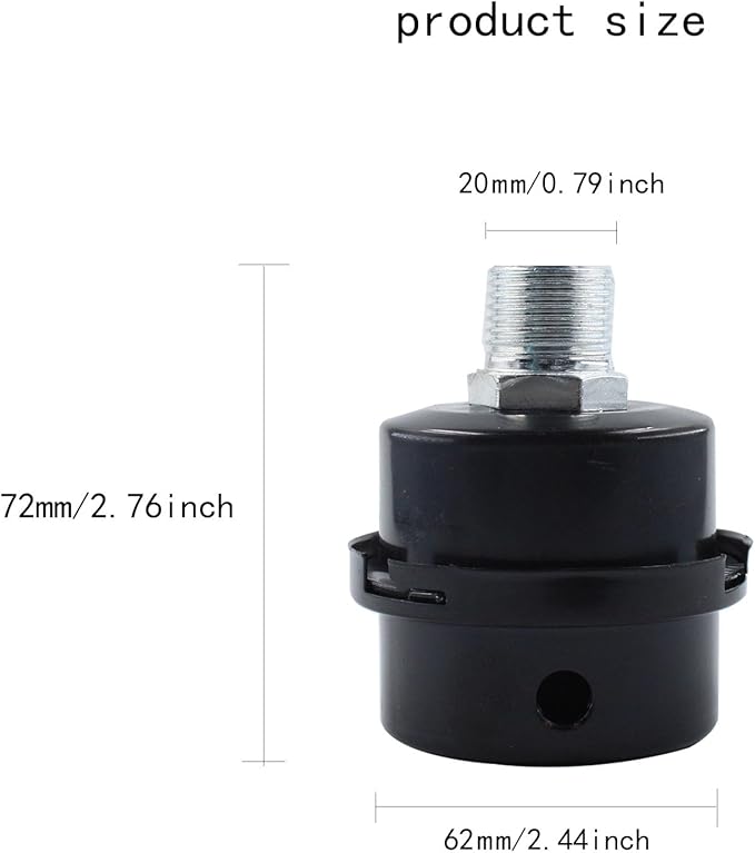 2PCS 0.79’’ Metal Air Compressor Intake Filter Sound Muffler, Thread Air Compressor Silencer